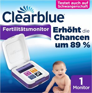 Clearblue Fertilitätsmonitor Werbung mit Lächelndem Baby.